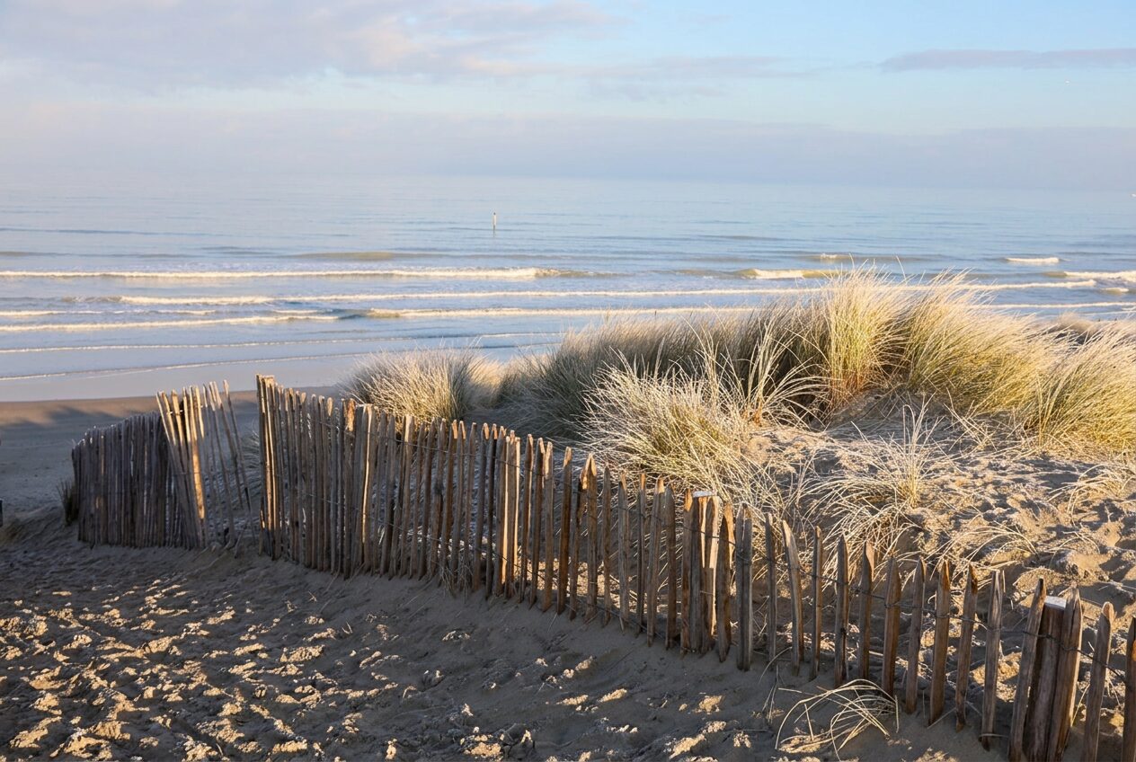 Duinen en zee aan de Belgische kust bij Nieuwpoort